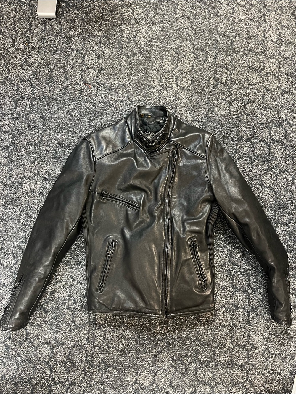 Women's Black Leather Biker Jacket - Classic Zip Front